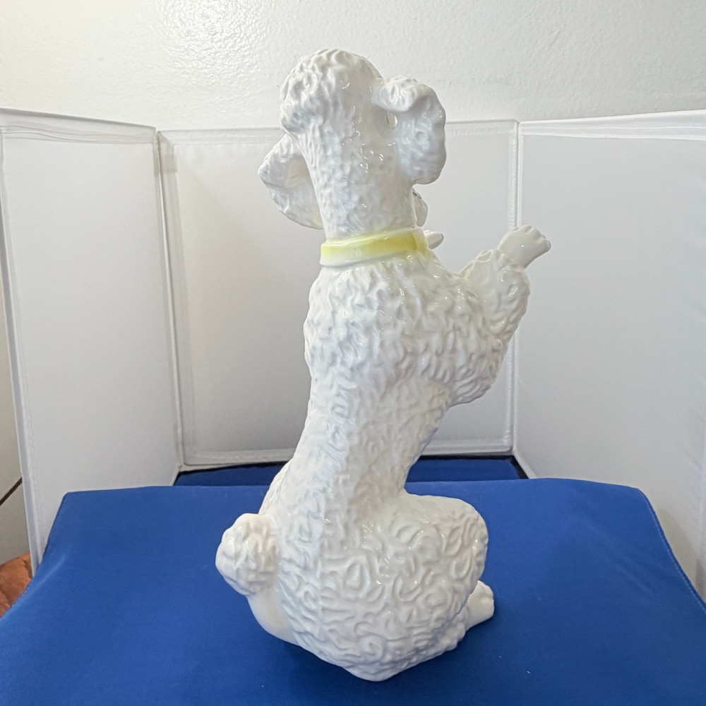 Vintage TALL White Ceramic Poodle Figurine Dog Japan Mid Century 10.5 Inch 2527 - Picture 9 of 11